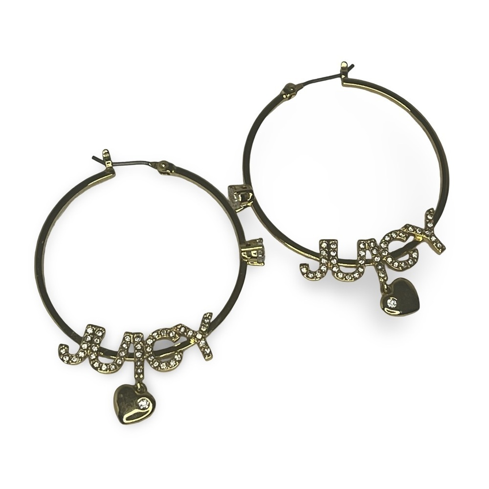 Vintage Juicy Couture Gold Tone Logo Hoop Earrings